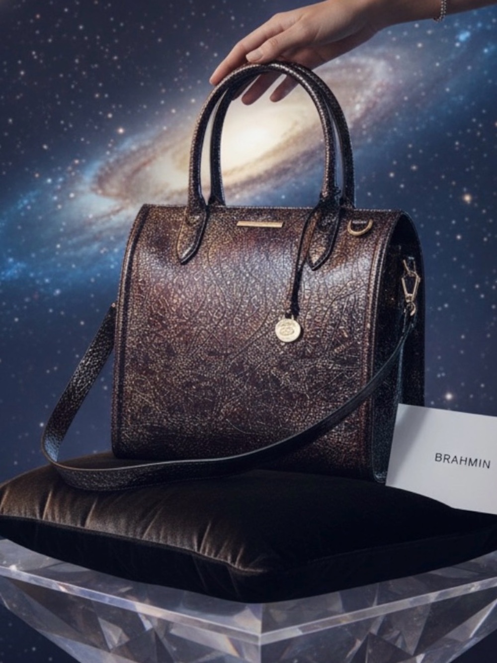 Brahmin Caroline Multi Color Croc Embossed Satchel NWT